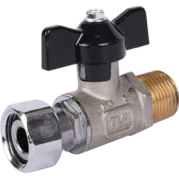 Кран шаровой с накидной гайкой прямой Ду 15 (1/2") НР/накидная гайка, ручка бабочка STOUT